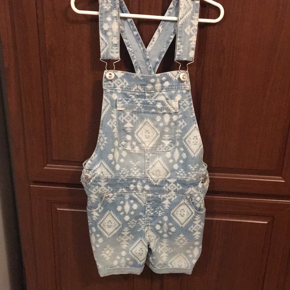 Girls Faded Denim Overalls with shorts